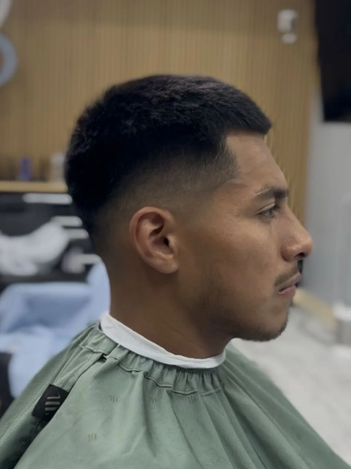 Short crop with a mid fade and sharp lineup
